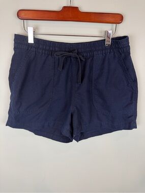 Women’s J.Crew Navy blue linen blend Drawstring pull on Casual Shorts Coastal XS